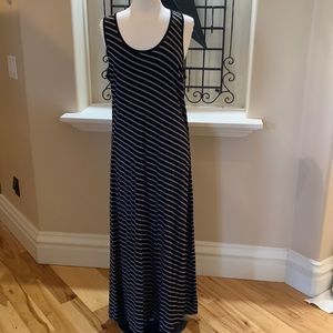 Black and Tan Stripe Knit Maxi Dress